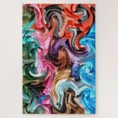 Grooviger farbenfroher Fluid-Patchwork-Abstrakt-Mo Puzzle (Vertikal)