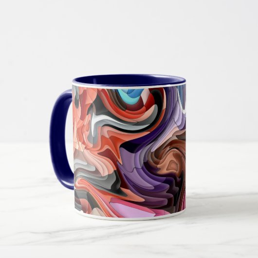 Grooviger farbenfroher Fluid-Patchwork-Abstrakt-Mo Tasse (Vorderseite Links)
