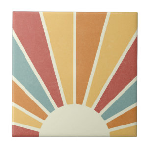 Grooviger Grunge-Retro-Sonnen-Design Fliese