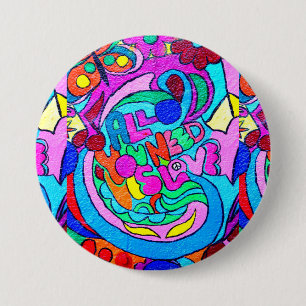 grooviger Hippie-Stil-Liebesknopf Button