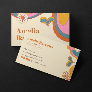 Grooviges florales Retro-farbenfrohes abstraktes D Visitenkarte