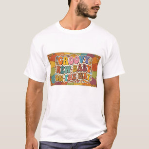 Grooviges neues Baby auf dem Weg Retro-Sonnenschei T-Shirt