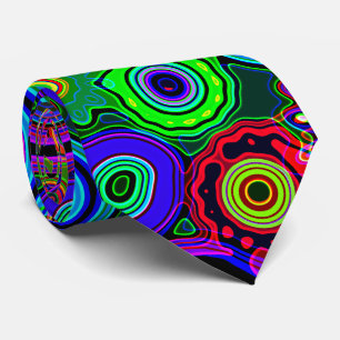 Grooviges psychedelisches abstraktes Neonmuster Krawatte
