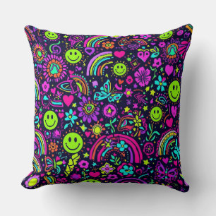 Grooviges psychedelisches Smiley-Gesicht-Wurfkisse Kissen