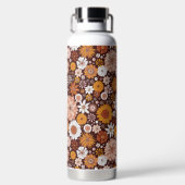 Grooviges Retro-Blumengarten-Muster Trinkflasche (Rückseite)