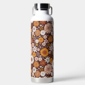 Grooviges Retro-Blumengarten-Muster Trinkflasche (Vorderseite)