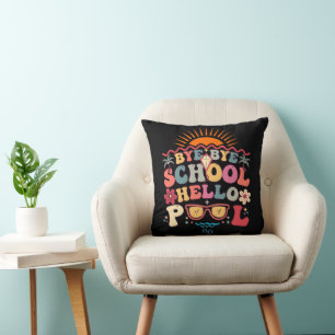 Grooviges Retro-Design Tschüss Schule Hallo Pool C Kissen