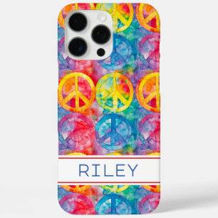 Grooviges Retro-Hippie-Friedenszeichen Personalisi iPhone 16 Pro Max Hülle