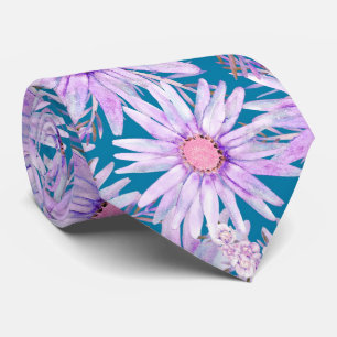 Grooviges Retro-Lila-Gänseblümchen-Muster Krawatte