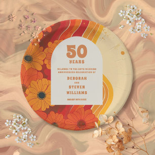 Grooviges Retro-Schild zum 50. Hochzeitstag Willko Pappteller