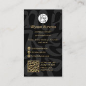 Grooviges Retro-Schwarz-Logo-QR-Code-Makeup Visitenkarte (Rückseite)