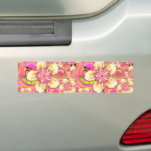 grooviges rosa Blumenmuster Autoaufkleber (Auf Auto)