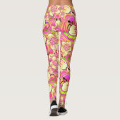 grooviges rosa Blumenmuster Leggings (Rückseite)