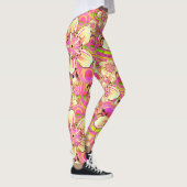 grooviges rosa Blumenmuster Leggings (Rechts)