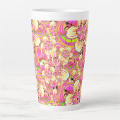 grooviges rosa Blumenmuster Milchtasse (Vorderseite)