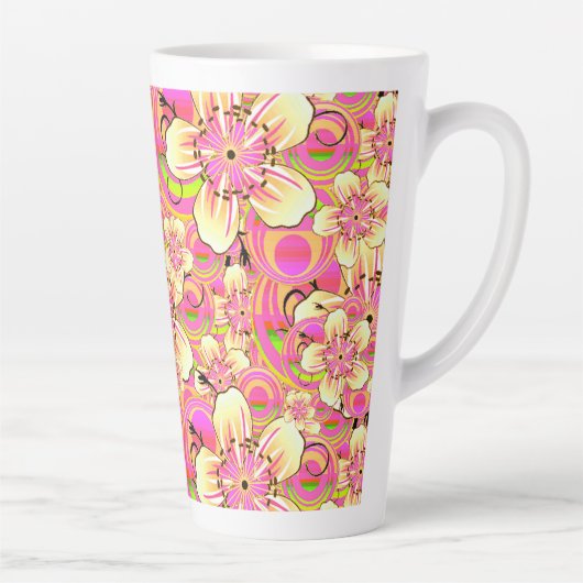 grooviges rosa Blumenmuster Milchtasse (Rechts)