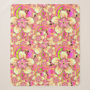 grooviges rosa Blumenmuster Sherpadecke
