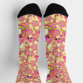 grooviges rosa Blumenmuster Socken (Oben)