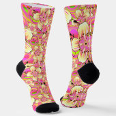 grooviges rosa Blumenmuster Socken (Gewinkelt)