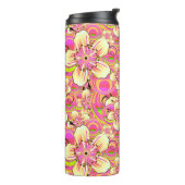 grooviges rosa Blumenmuster Thermosbecher (Nach links gedreht)