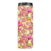 grooviges rosa Blumenmuster Thermosbecher (Rückseite)
