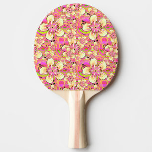 grooviges rosa Blumenmuster Tischtennis Schläger