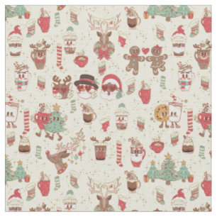 grooviges Weihnachten schwarzer Santa Schneemann R Stoff