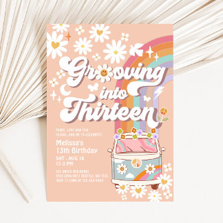 Grooving in DREI Hippie 13. Geburtstag Einladung