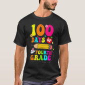 Groovy 100 Days Of Fourth Grade Kids Teacher 100th T-Shirt (Vorderseite)