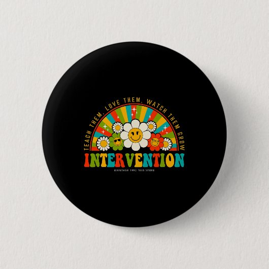 Groovy 100 Days of School Lehrer Intervention qu Button (Vorderseite)