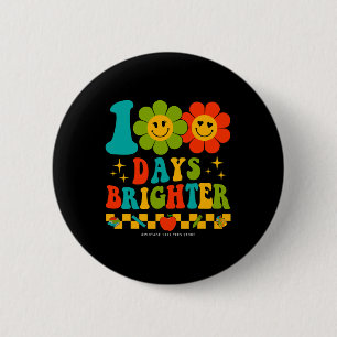 Groovy 100 Days of School Rainbow 100 Days Brighte Button