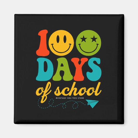Groovy 100 Days of School Student Lehrer Kinder Hi Magnet (Vorne)