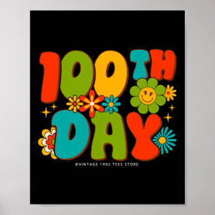 Groovy 100 Days of School Student Lehrer Kinder Hi Poster