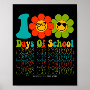 Groovy 100 Days of School Student Lehrer Kinder Hi Poster