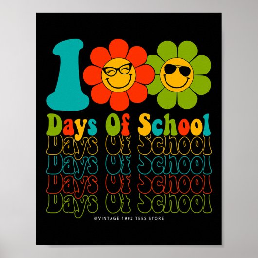 Groovy 100 Days of School Student Lehrer Kinder Hi Poster (Vorne)