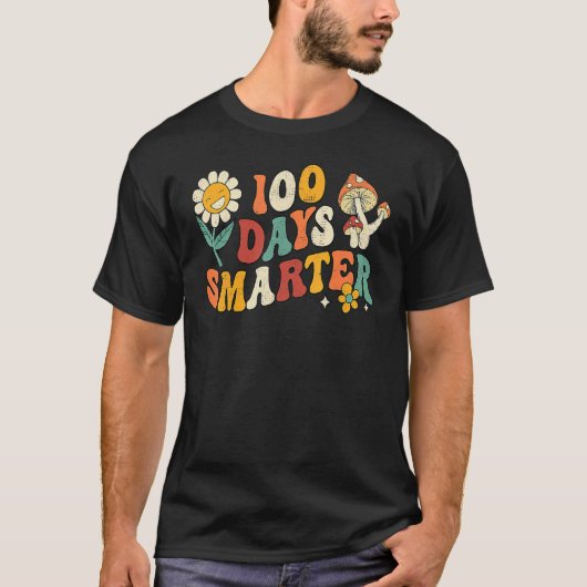 Groovy 100 Days Smarter Hippie Lehrer 100 Days of T-Shirt (Vorderseite)