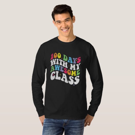Groovy 100 Days With My Awesome Class 100th Day Te T-Shirt (Vorne ganz)