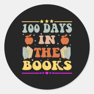 Groovy 100 Tage in den Büchern 100 Tage der Schule Runder Aufkleber