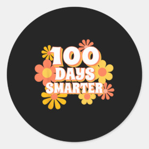 Groovy 100 Tage klüger glücklicher 100. Schultag Runder Aufkleber