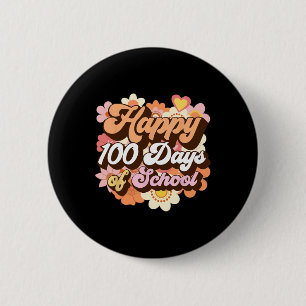 Groovy 100 Tage Schule Lehrer Kinder Retro Glückli Button