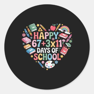 Groovy 100 Tage Schultag Mathe-Gleichung 100. Tag Runder Aufkleber