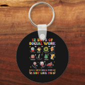 Groovy 12 Days Of Social Work Christmas School Soc Schlüsselanhänger (Vorderseite)