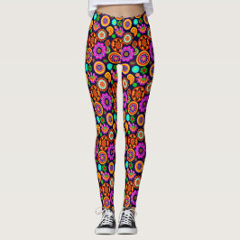Groovy 1960er Jahre Inspirierte Blume und Medallio Leggings