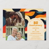 Groovy 1970er dann & Now Wedding Anniversary Foto Einladung (Vorne/Hinten)