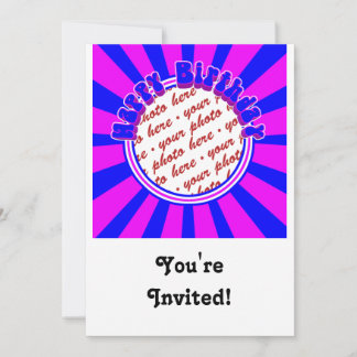 Groovy-1970er Retro-Geburtstagsrahmen für das Foto Einladung