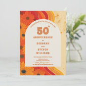 Groovy 1970s 50th Wedding Anniversary Einladung (Stehend Vorderseite)