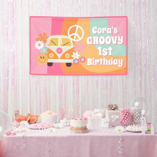 Groovy 1. Geburtstag Banner (Party)