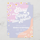 Groovy 1. Geburtstag Bleibe Trippy Little Hippie Einladung (Vorne/Hinten)