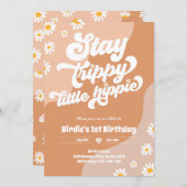 Groovy 1. Geburtstag Bleibe Trippy Little Hippie Einladung (Vorne/Hinten)