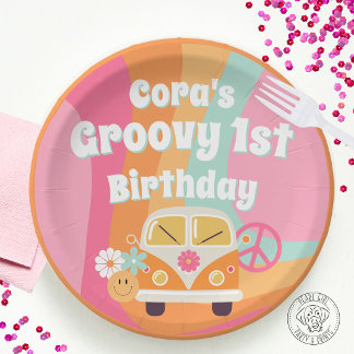 Groovy 1. Geburtstag Pappteller